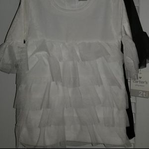 White Carters velvet ruffle dress